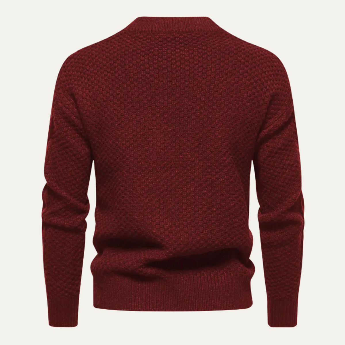 Bram | Men's Cable Knit Sweater Burgundy Crew Neck