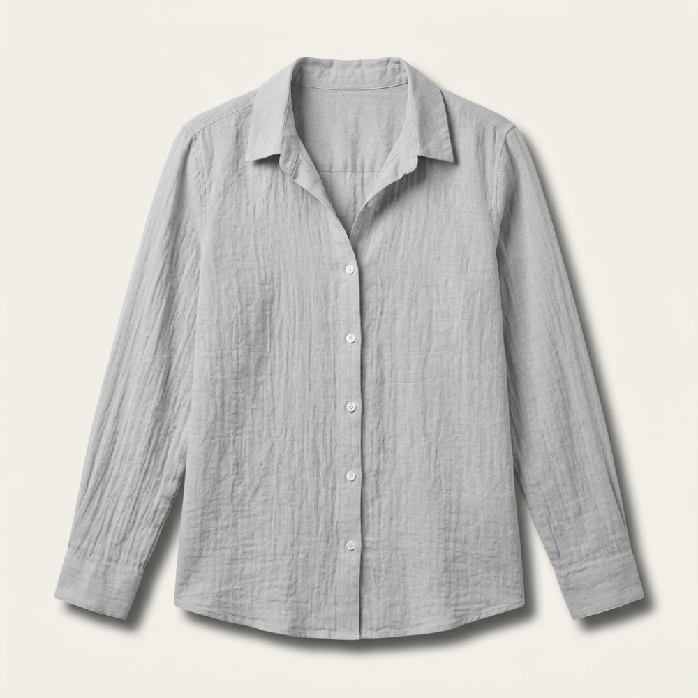 Dama Washington Rosa women's linen button down shirt cream long sleeve - view 7