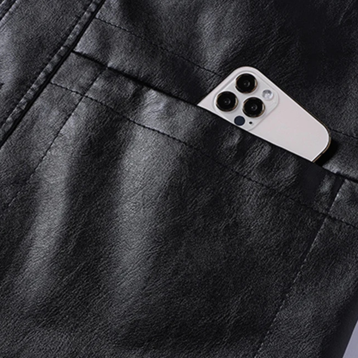 Axel | Men's Leather Jacket Black Button Up Winter Coat