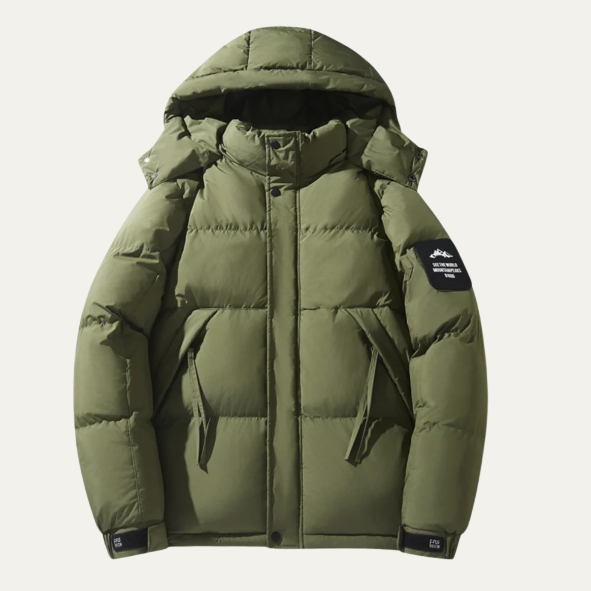 Voss | Men's Puffer Jacket Black Hooded Oversized