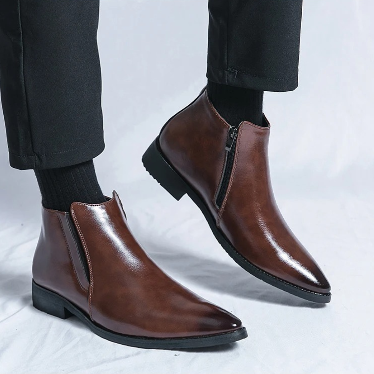 Ash | Men's Black Leather Chelsea Boots Slip On