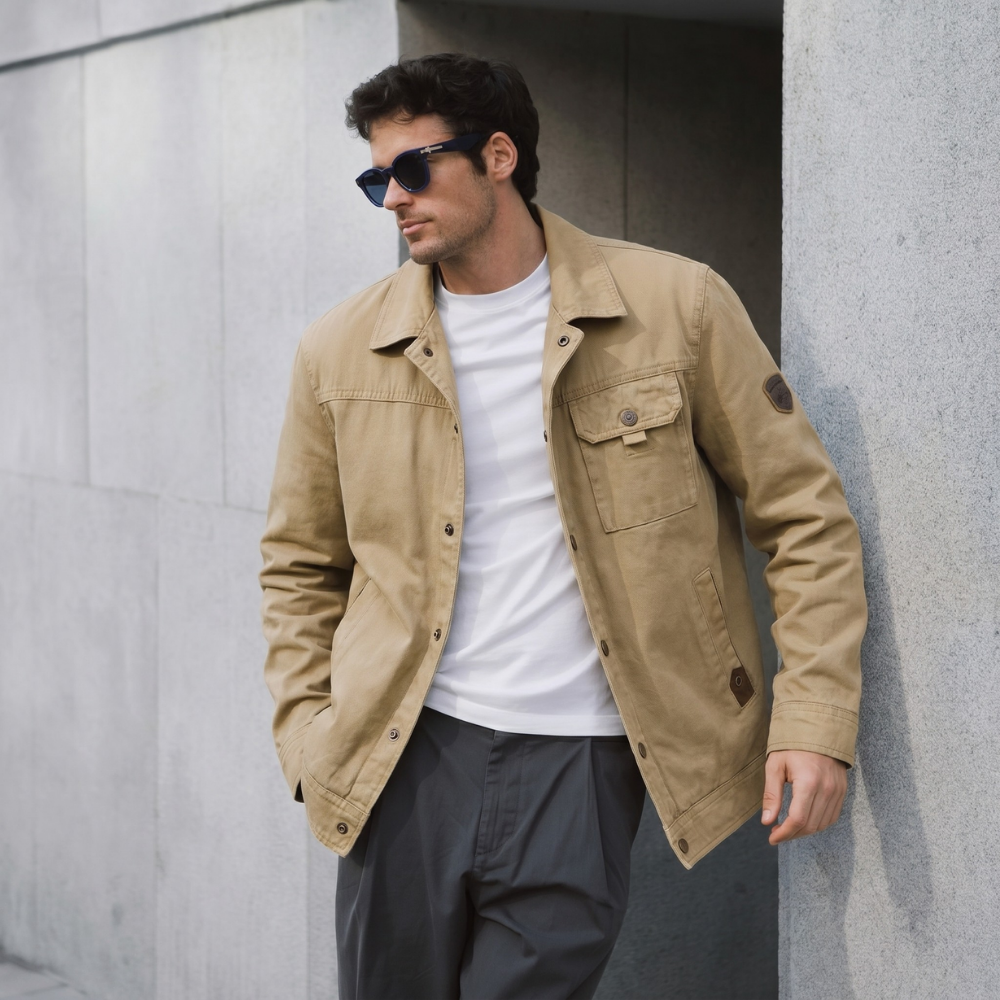 Hugo | Men's Utility Jacket Beige Multi Pocket Casual