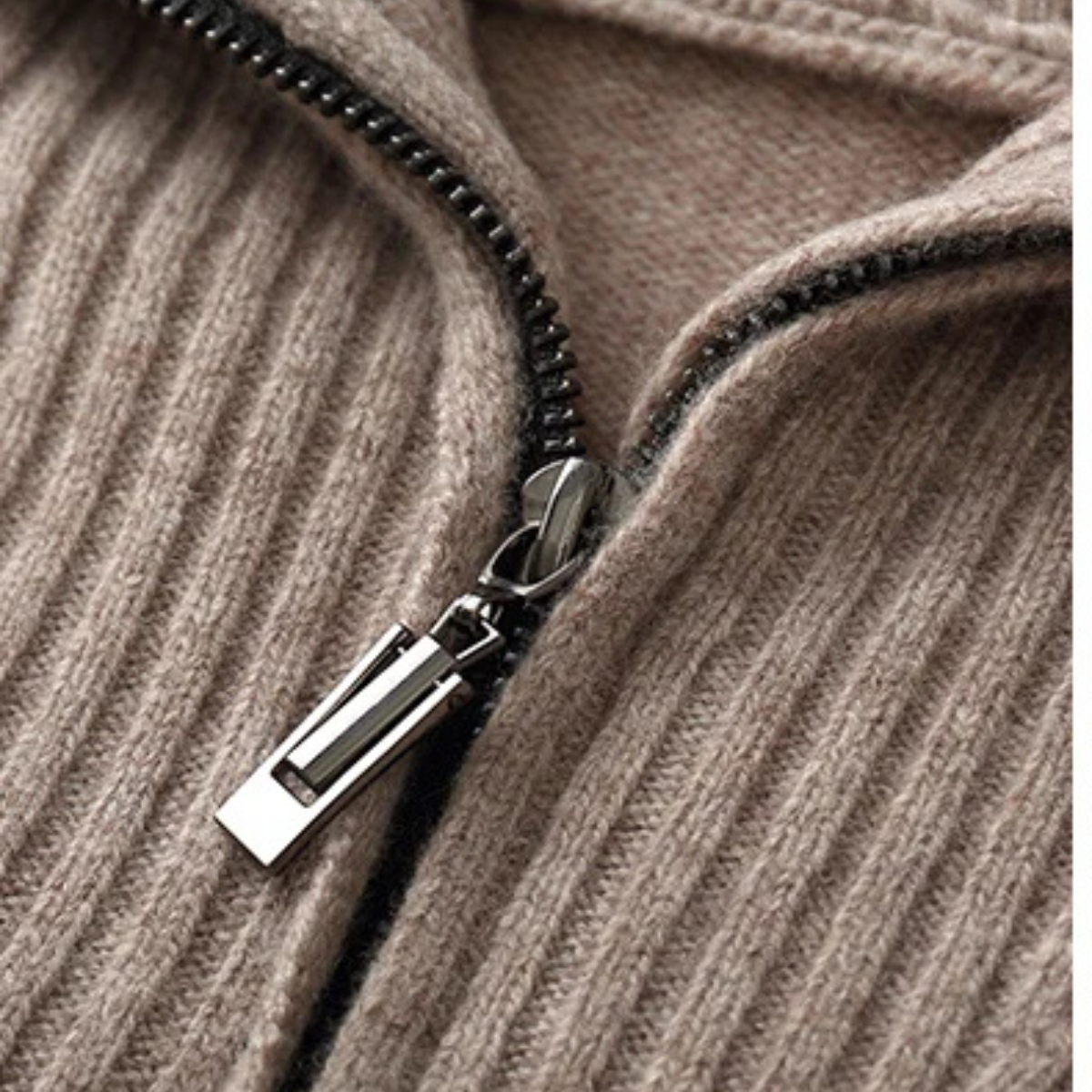 Beau | Men's Cable Knit Quarter Zip Sweater Cream