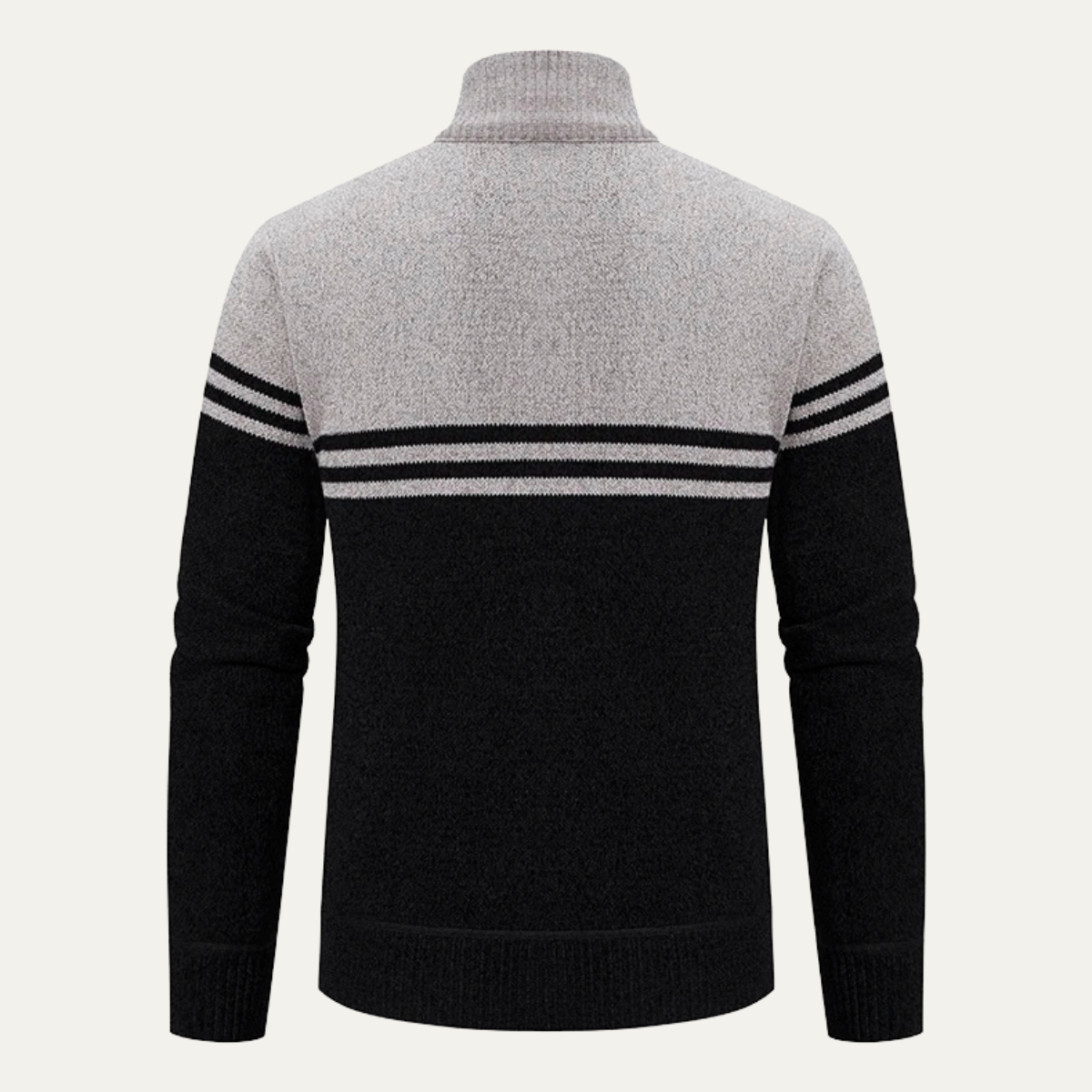 Voss | Men's Striped Zip Up Cardigan Gray Navy