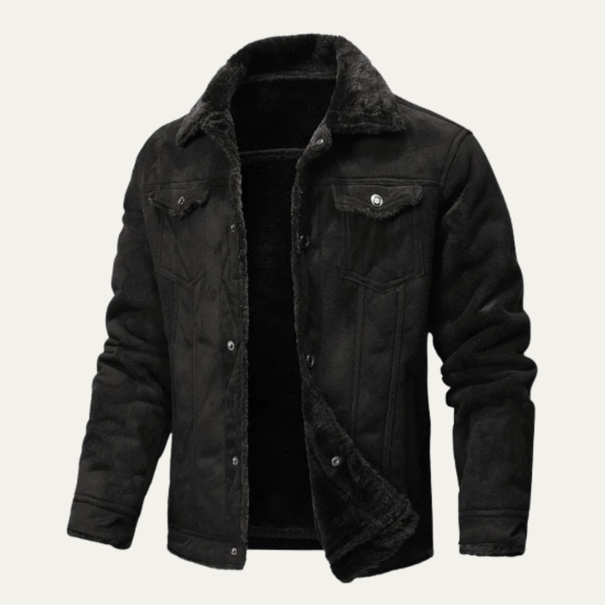 Ezra | Men's Sherpa Lined Denim Jacket Brown Warm