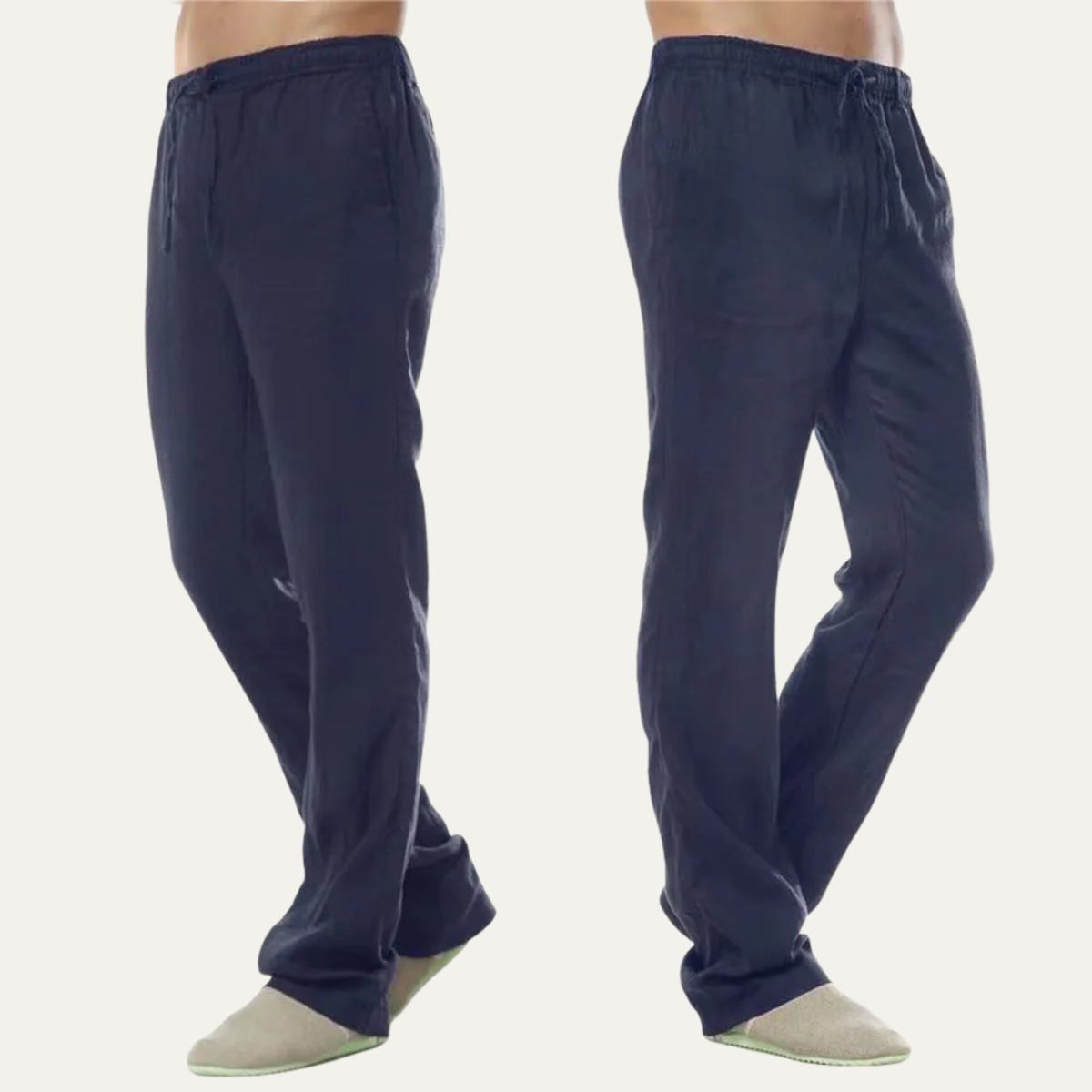 Callum | Men's Relaxed Linen Pants Black Drawstring