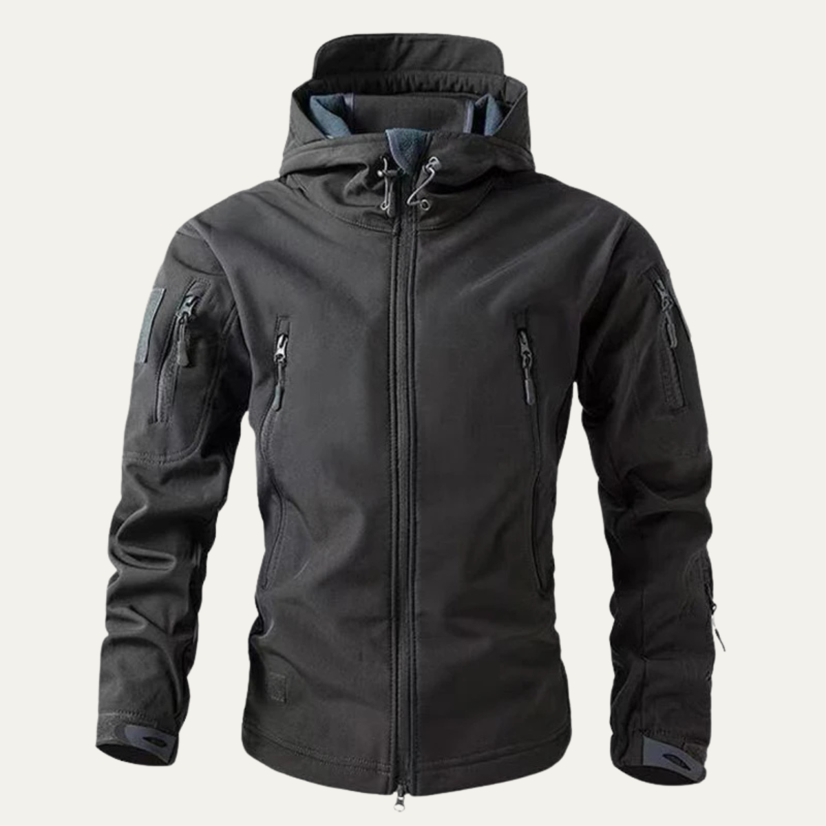 Flint | Men's Softshell Rain Jacket Black Hooded Windbreaker