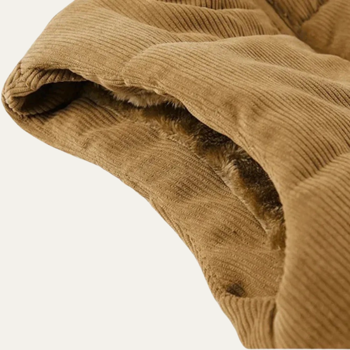 Bram | Men's Corduroy Puffer Vest Tan Sherpa Lined