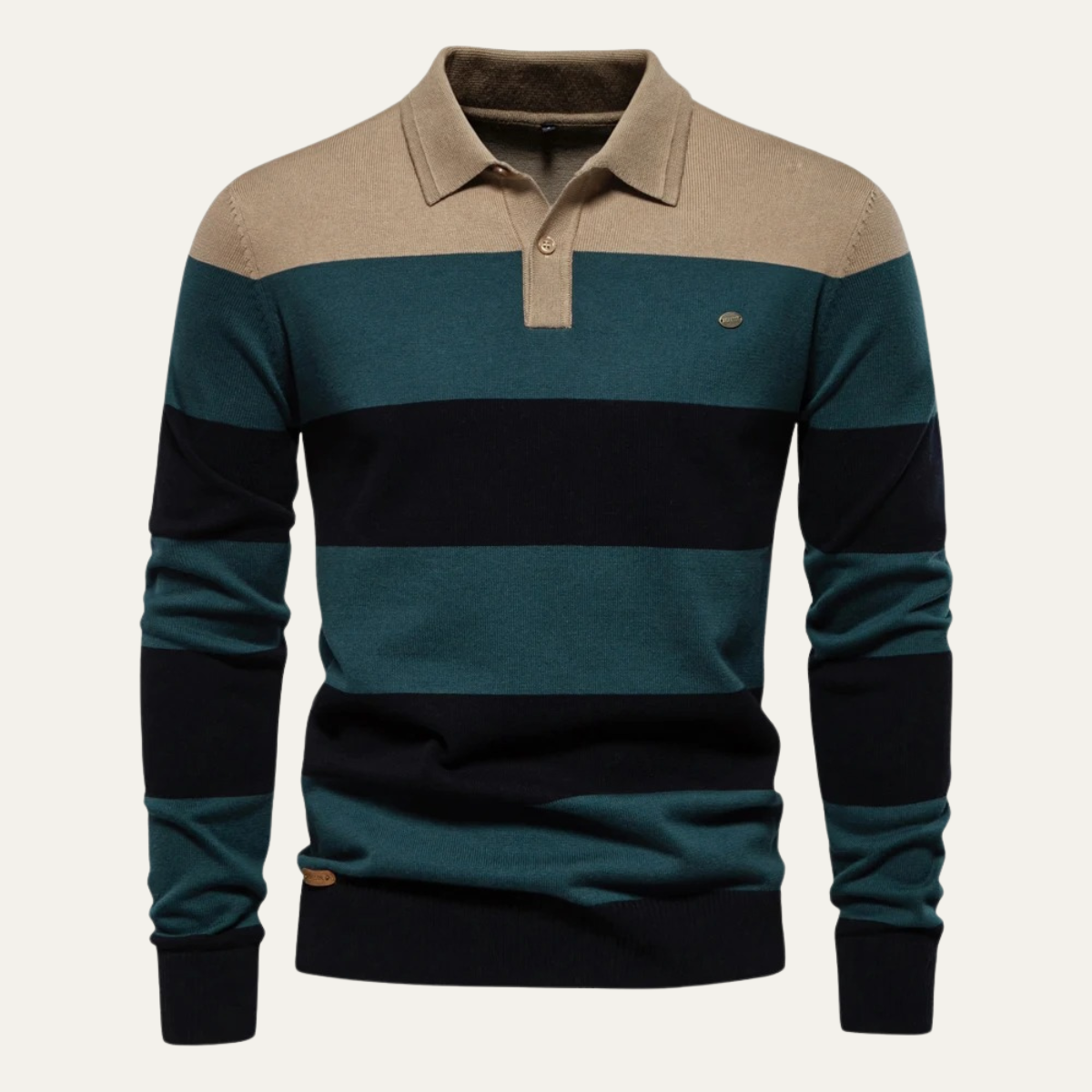 Beau | Men's Striped Polo Sweater Navy Gray Burgundy