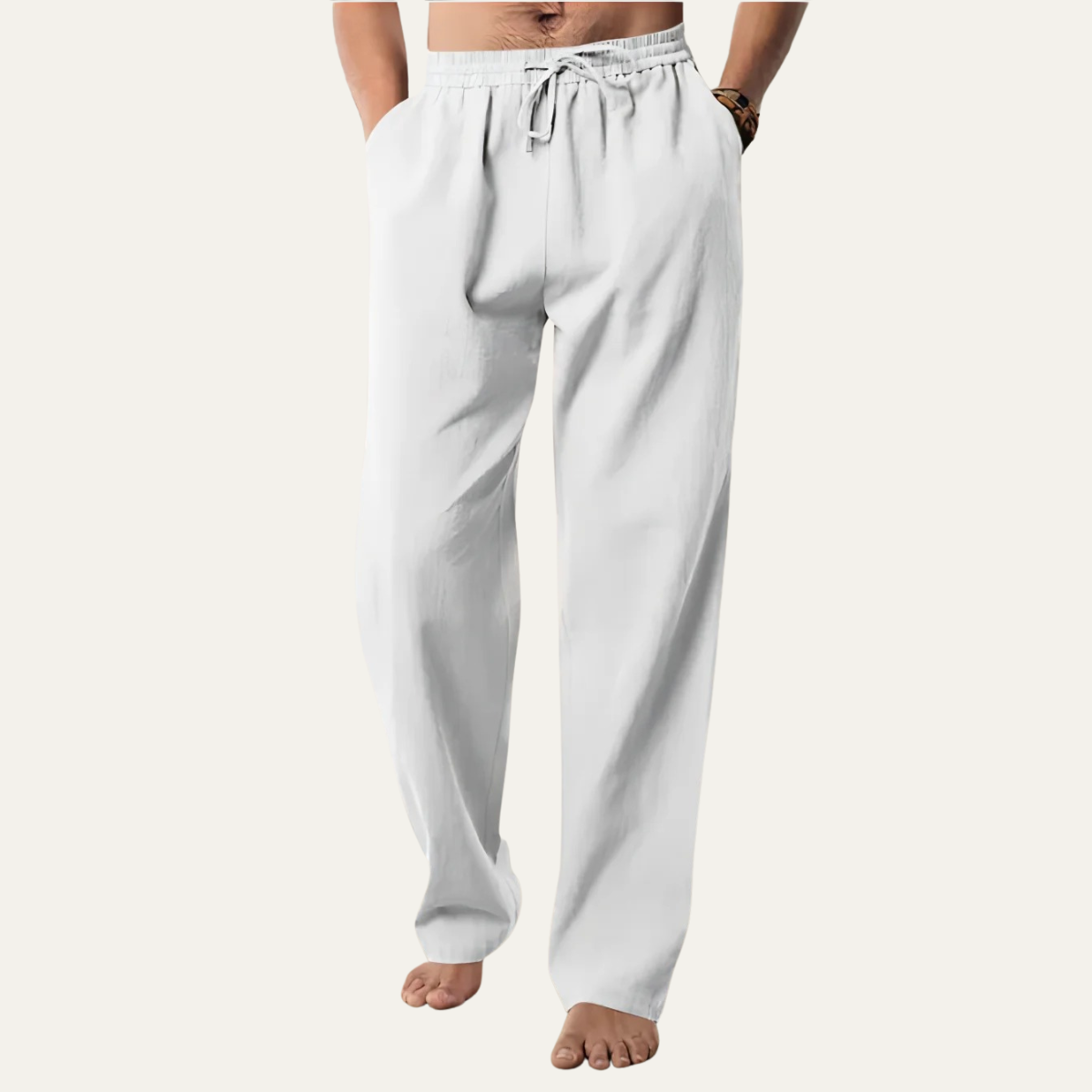 Axel | Men's Linen Pants Navy Wide Leg Drawstring