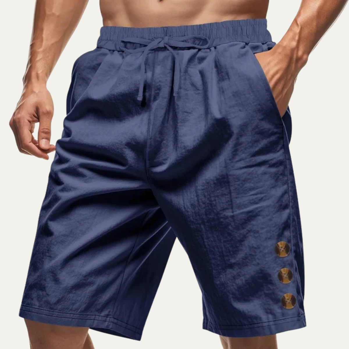 Nash | Men's Casual Button Detail Shorts Black