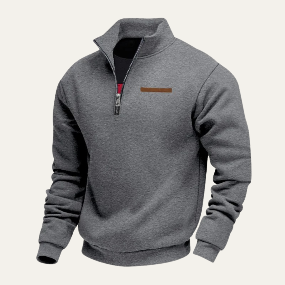 Callum | Men's Quarter Zip Sweater Gray Stand Collar