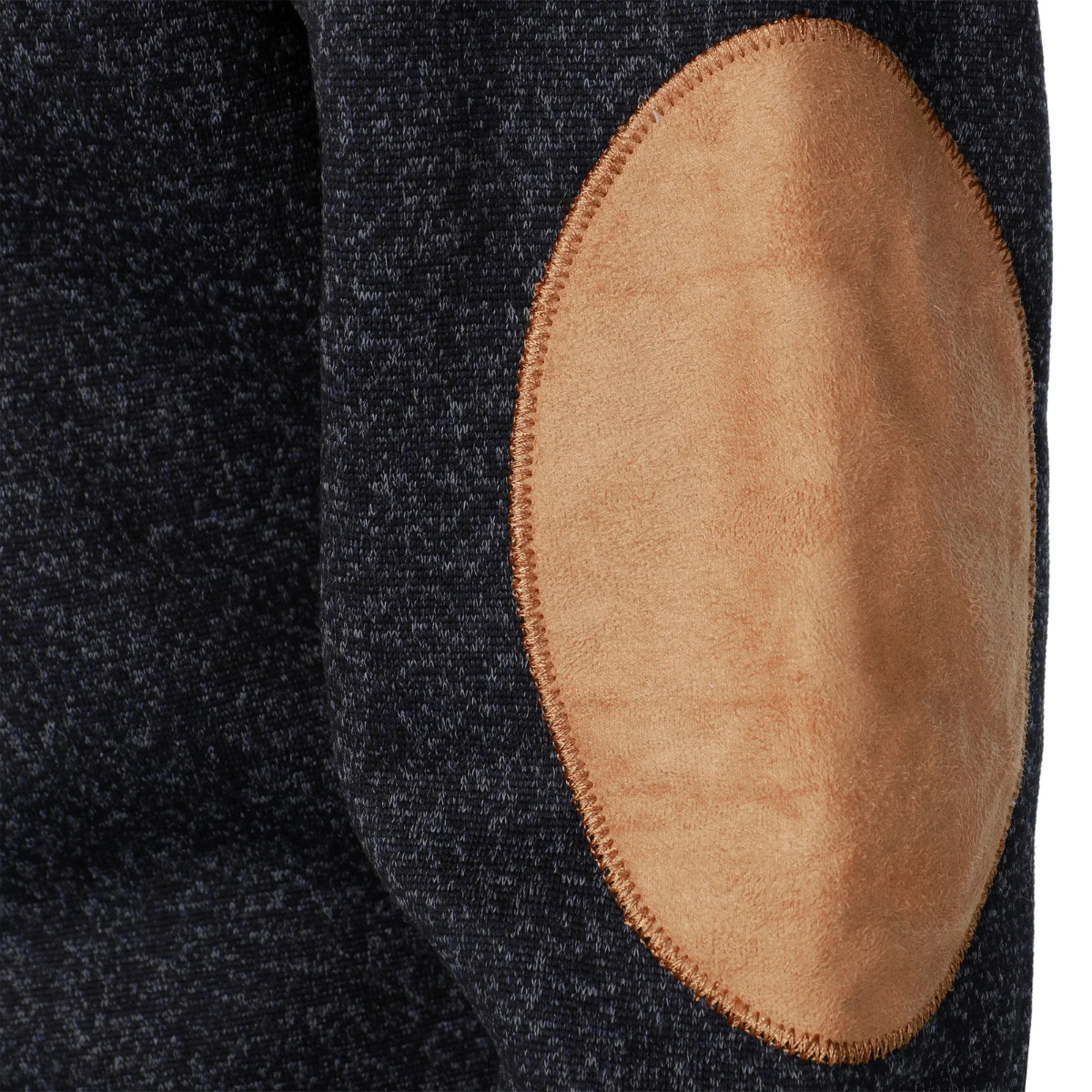 Jude | Men's Quarter Zip Sweater Charcoal Suede Elbow Patches