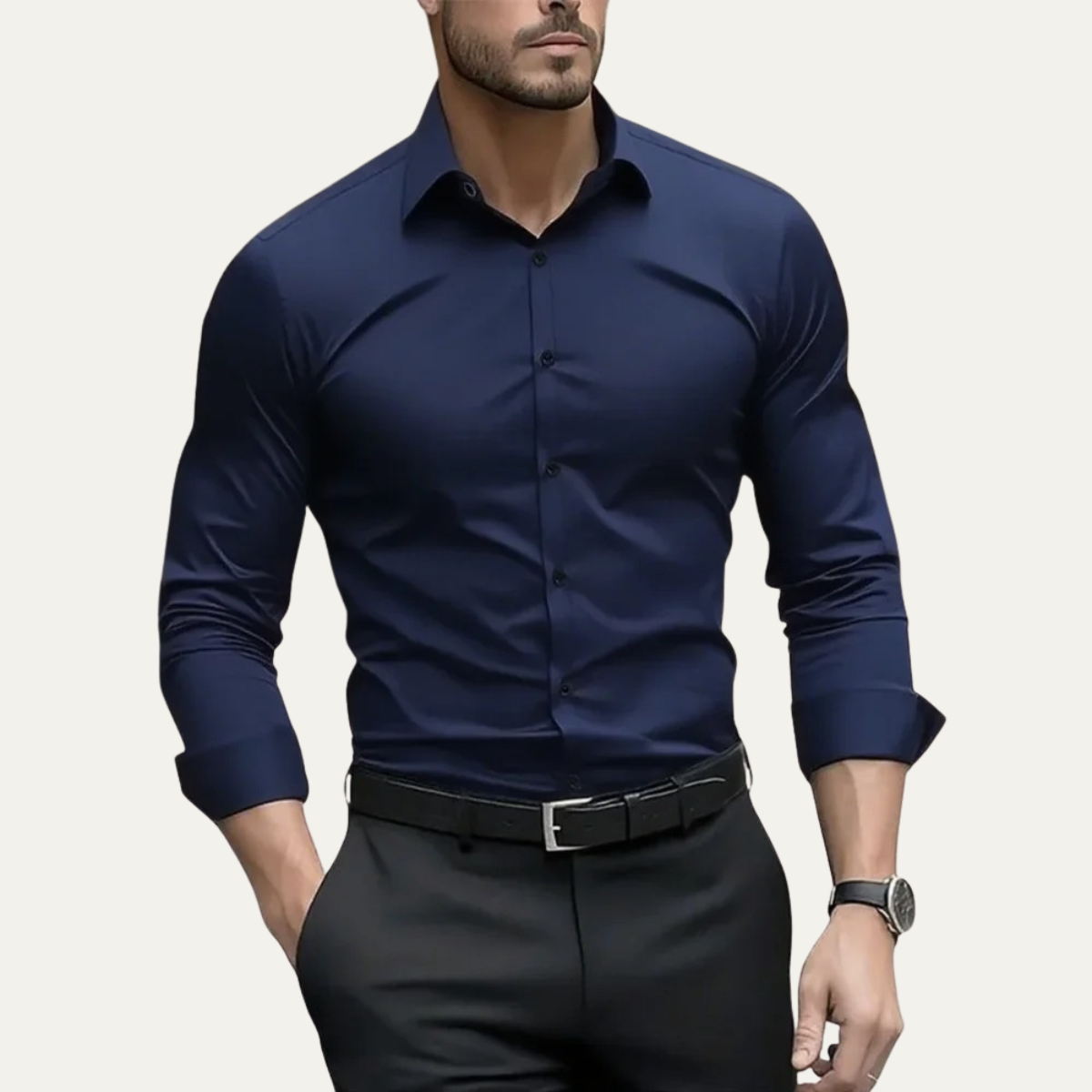 Axel | Men's Fitted Dress Shirt White Long Sleeve