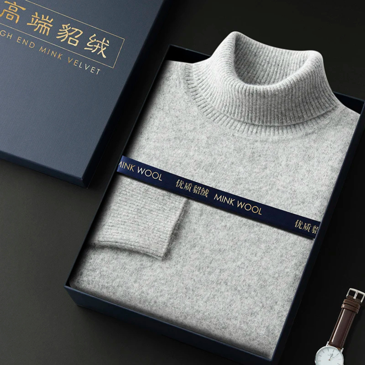 Voss | Men's Turtleneck Wool Sweater Cream