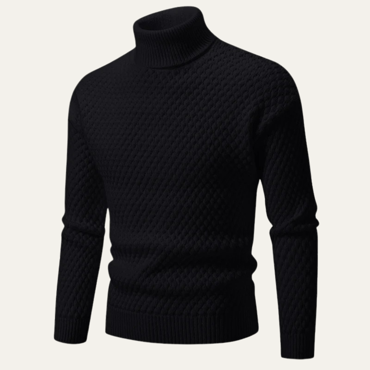 Bram | Men's Turtleneck Cable Knit Sweater Cream