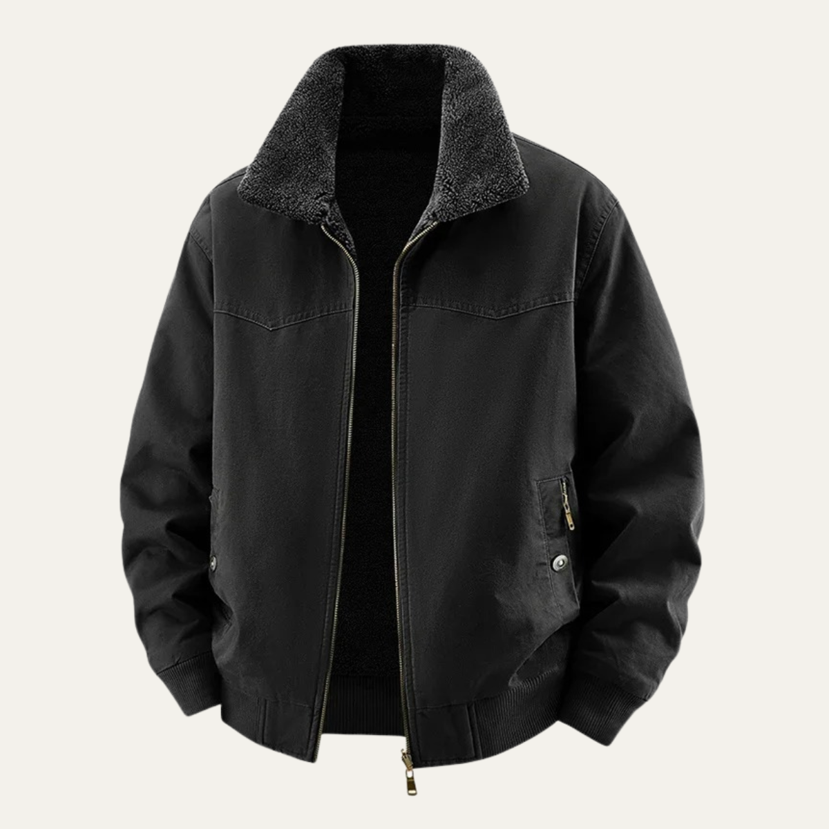 Bram | Men's Casual Sherpa Collar Bomber Jacket Khaki