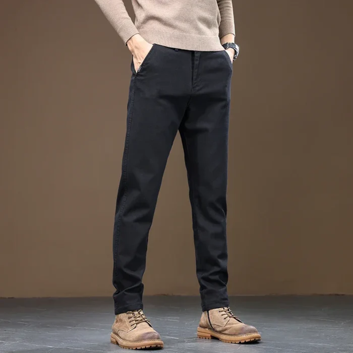Beau | Men's Straight Leg Chinos Gray Casual Tapered Fit