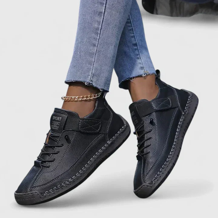 Isla | Women's Black Leather Walking Shoes Comfort Fit