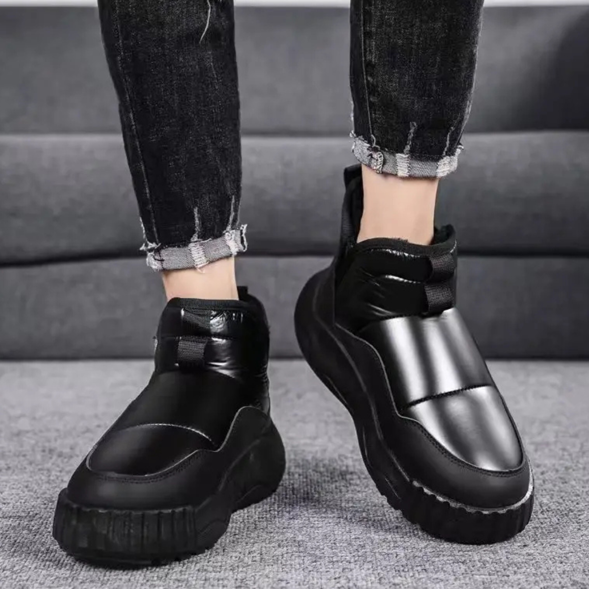 Axel | Men's Insulated Anti Slip Snow Boots Black