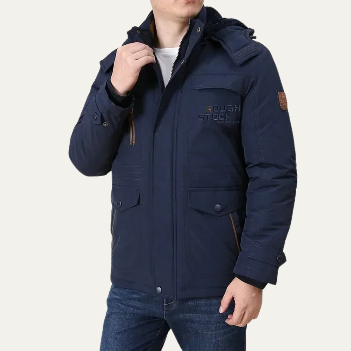 Axel | Men's Winter Parka Navy Hooded Jacket Warm Lined