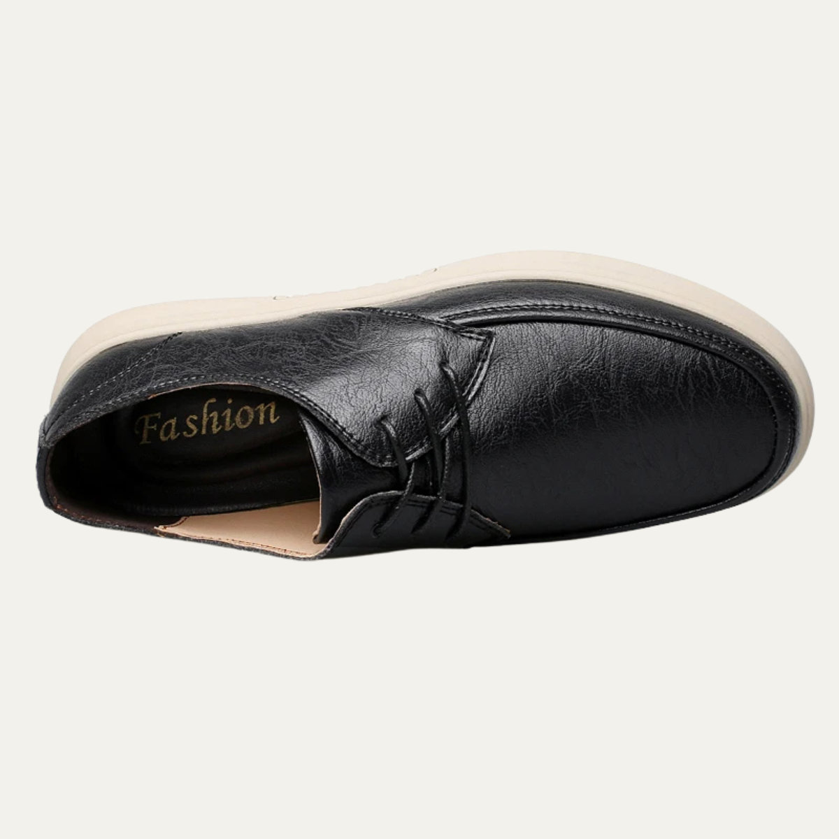Bram | Men's Leather Lace Up Sneaker Black Cream Sole
