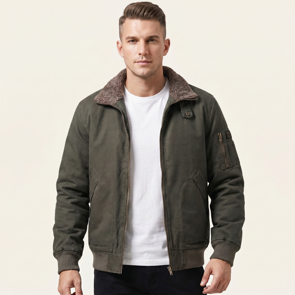 Dama Washington Sage men's black bomber jacket sherpa lined warm winter - view 14