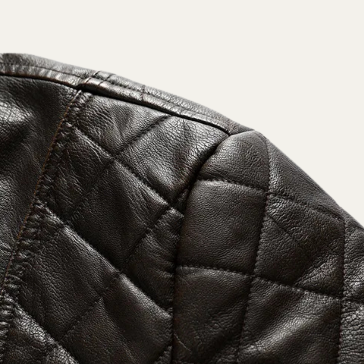Axel | Men's Leather Jacket Black Quilted Collared