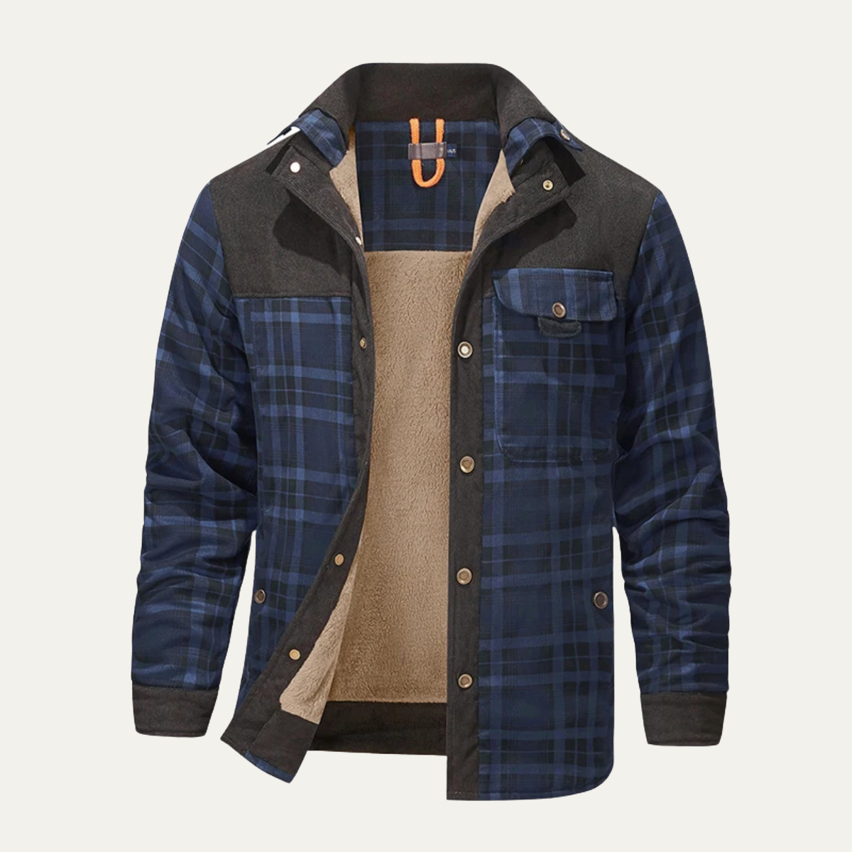 Jasper | Men's Plaid Sherpa Jacket Olive Black With Fleece Lining