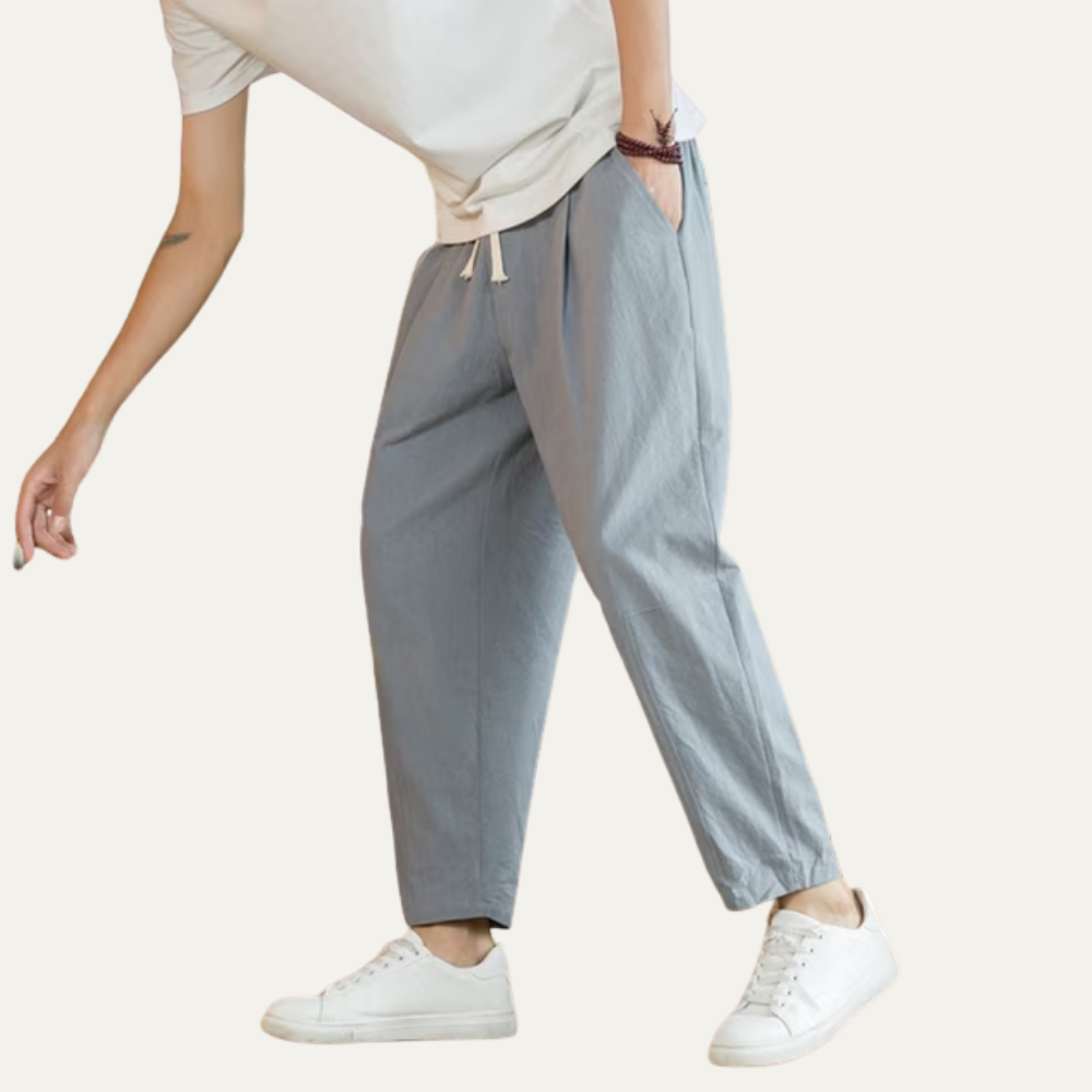 Dama Washington Beau men's linen pants cream loose fit drawstring - view 7