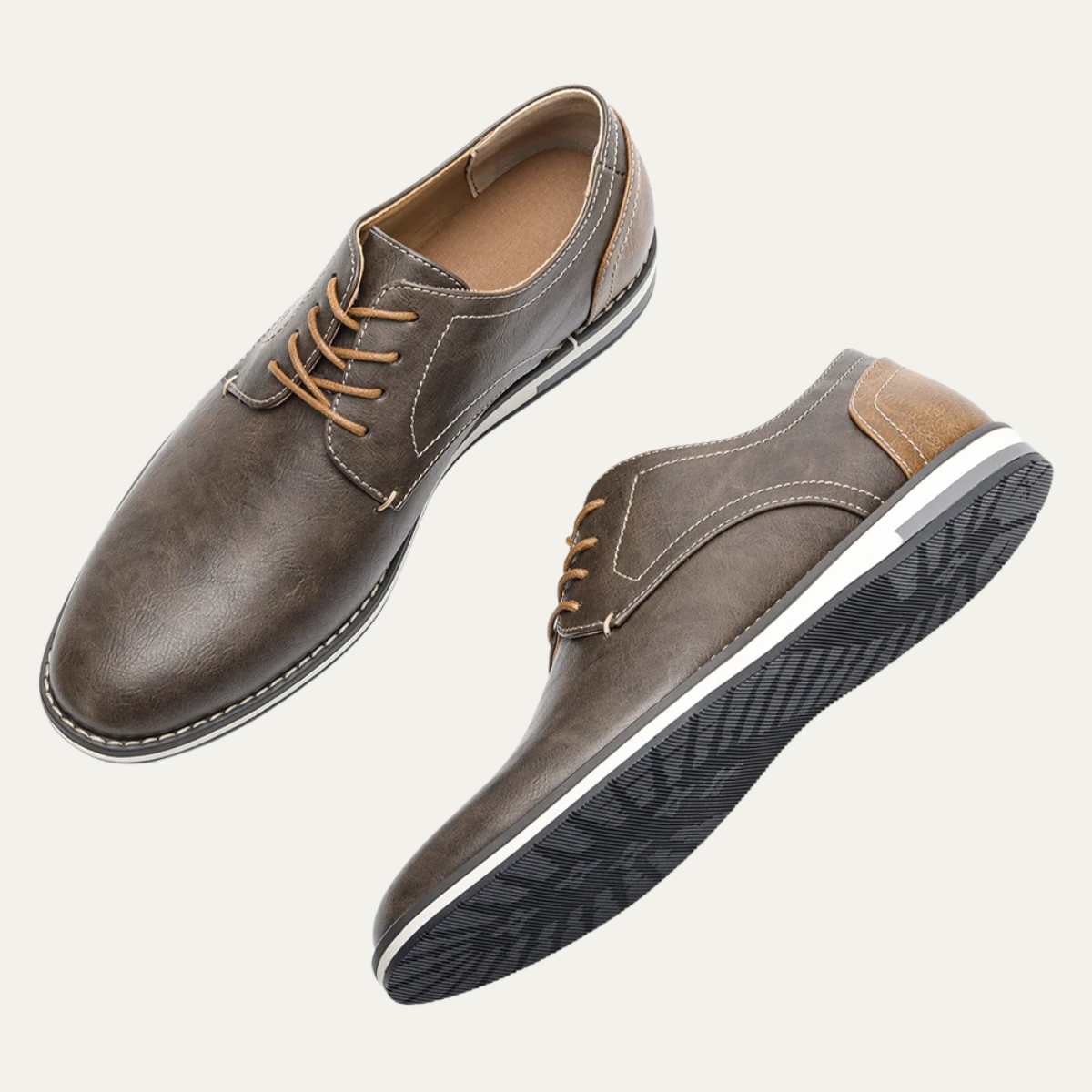 Axel | Men's Casual Oxford Leather Sneakers Gray Brown