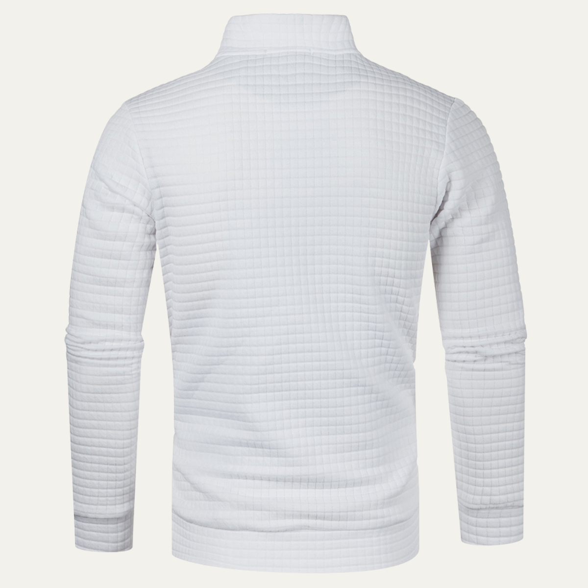 Wyatt | Men's Quarter Zip Sweater White Quilted Long Sleeve