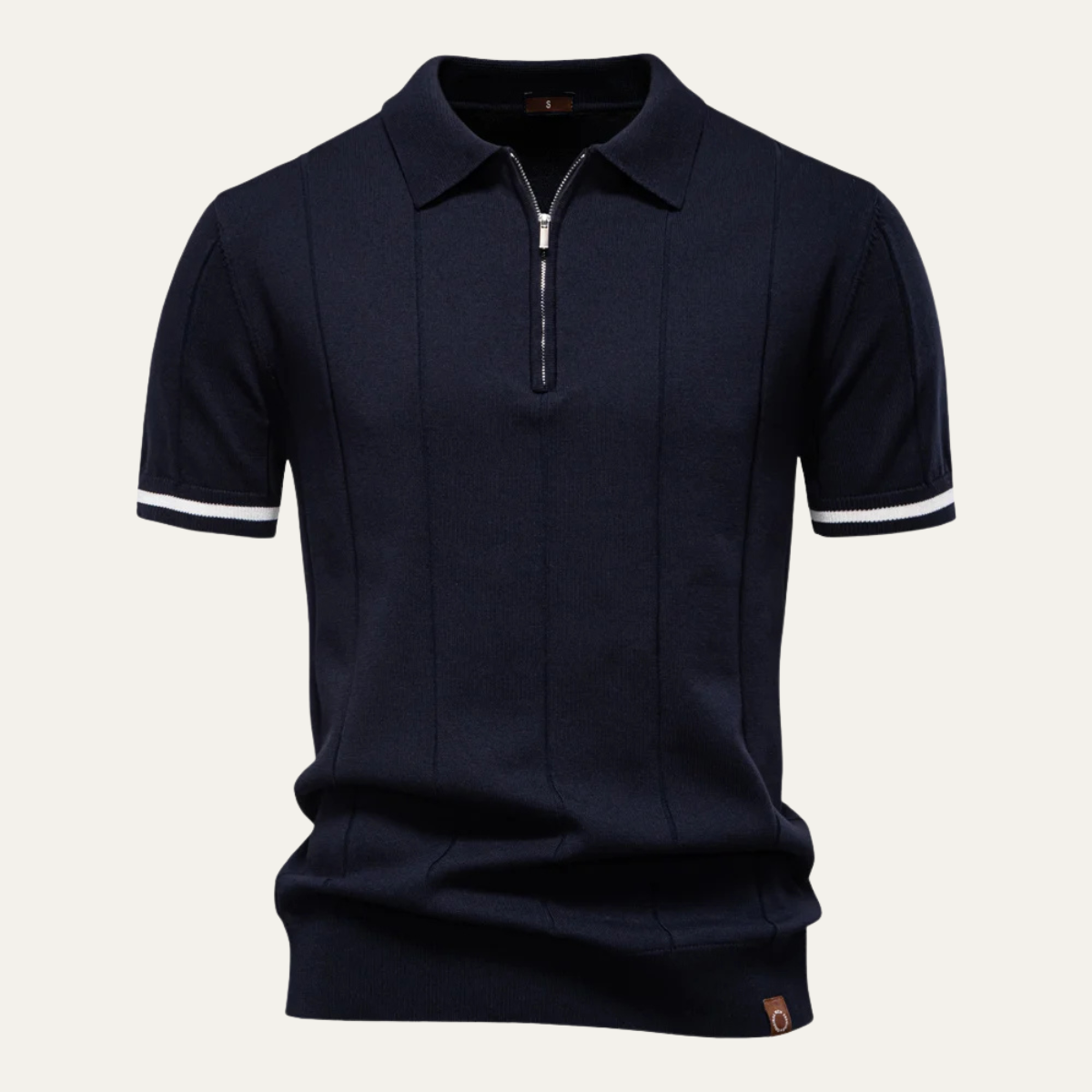 Beau | Men's Casual Half Zip Polo Shirt Camel