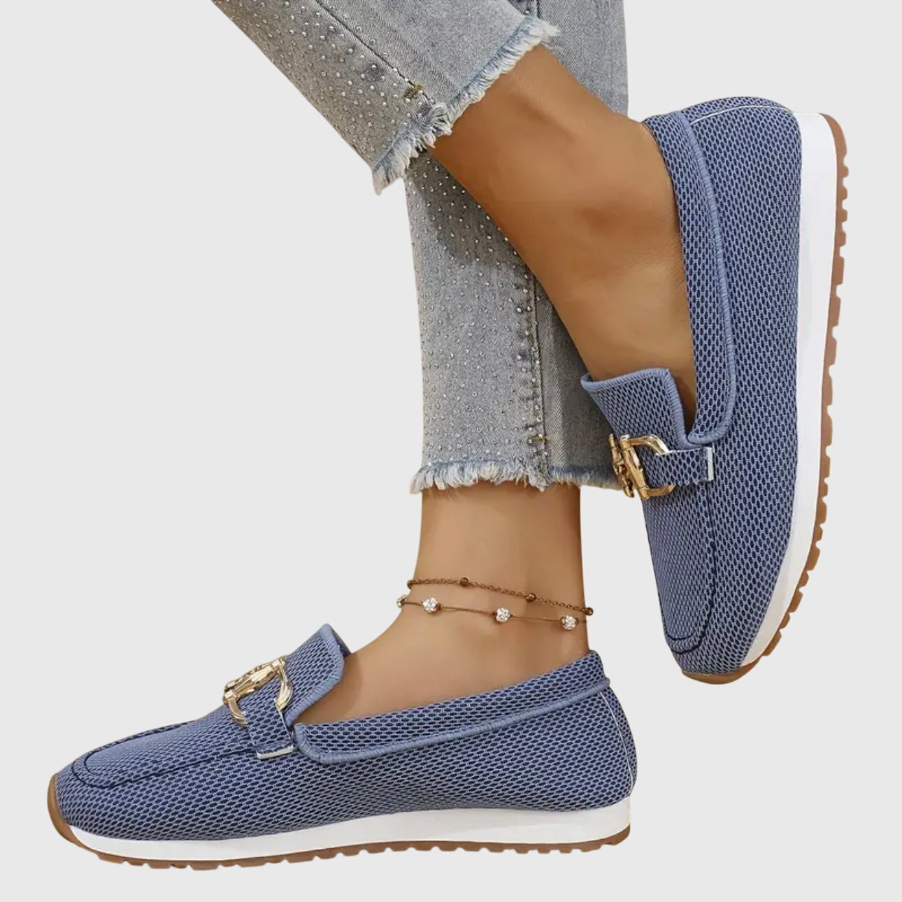 Ivy | Women's Blue Mesh Loafer Comfort Slip On