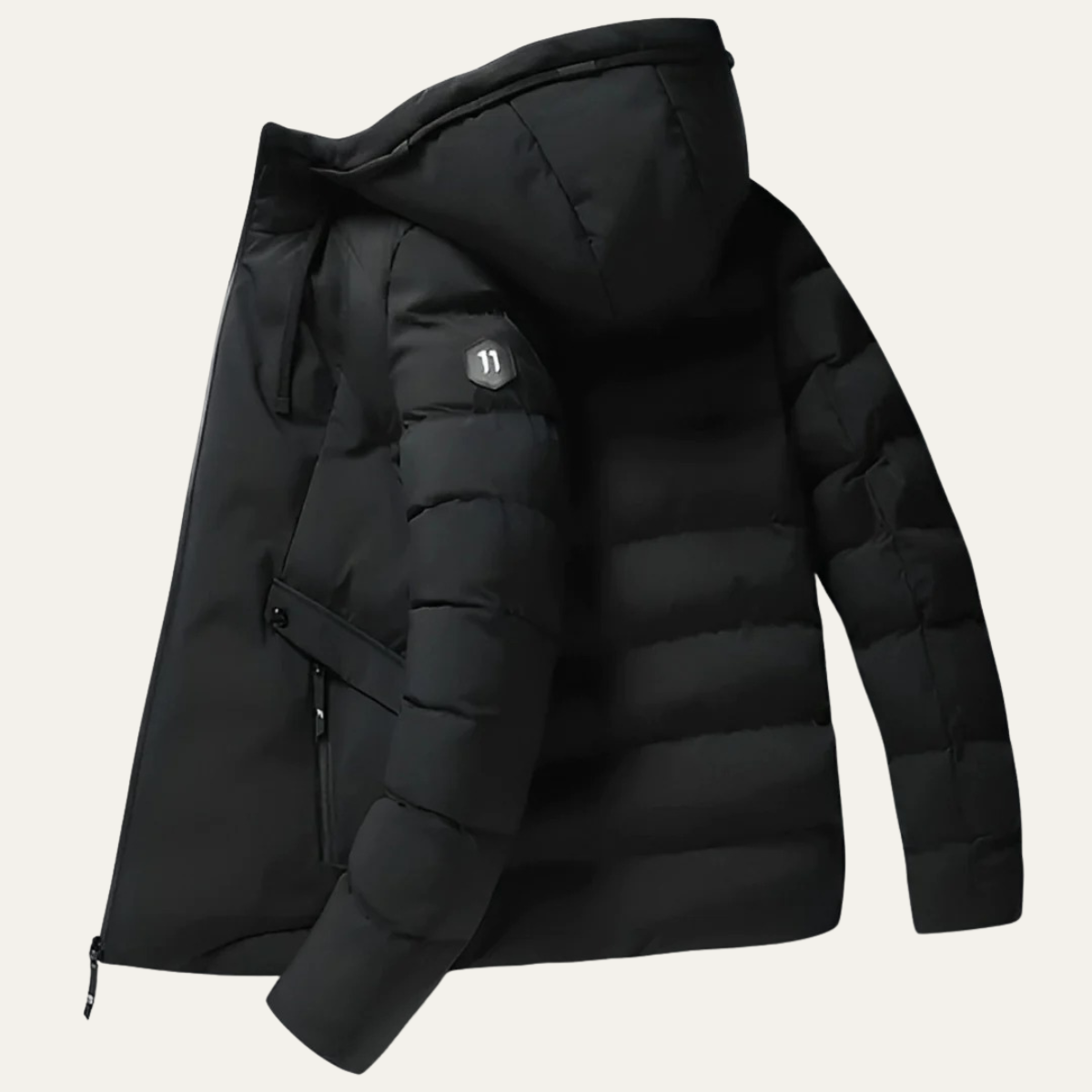 Jude | Men's Puffer Jacket Black Hooded Warm Winter Coat
