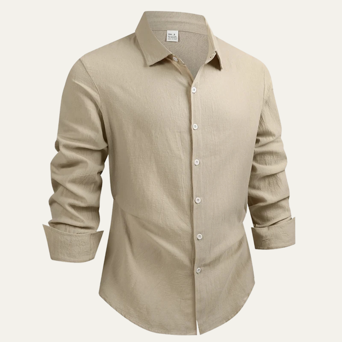 Bram | Men's Button Up Shirt Olive Long Sleeve Linen Cotton