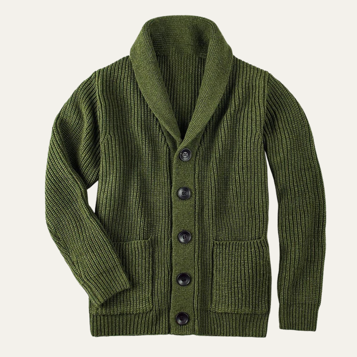 Wyatt | Men's Shawl Collar Cardigan Charcoal Gray Ribbed Knit