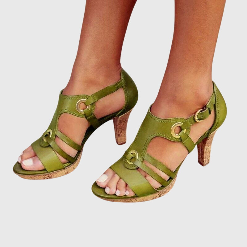 Maren | Women's Strappy Block Heel Sandals Brown