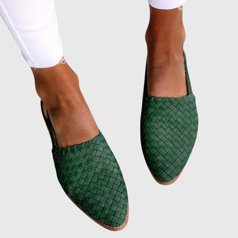 Camille | Women's Woven Loafer Tan Slip On Flat