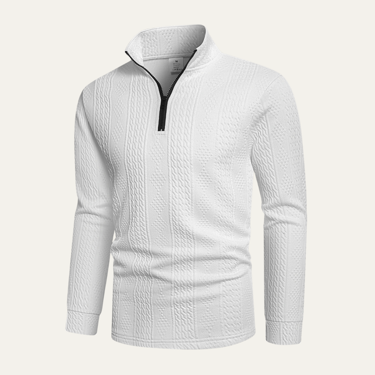 Axel | Men's Cable Knit Quarter Zip Sweater White