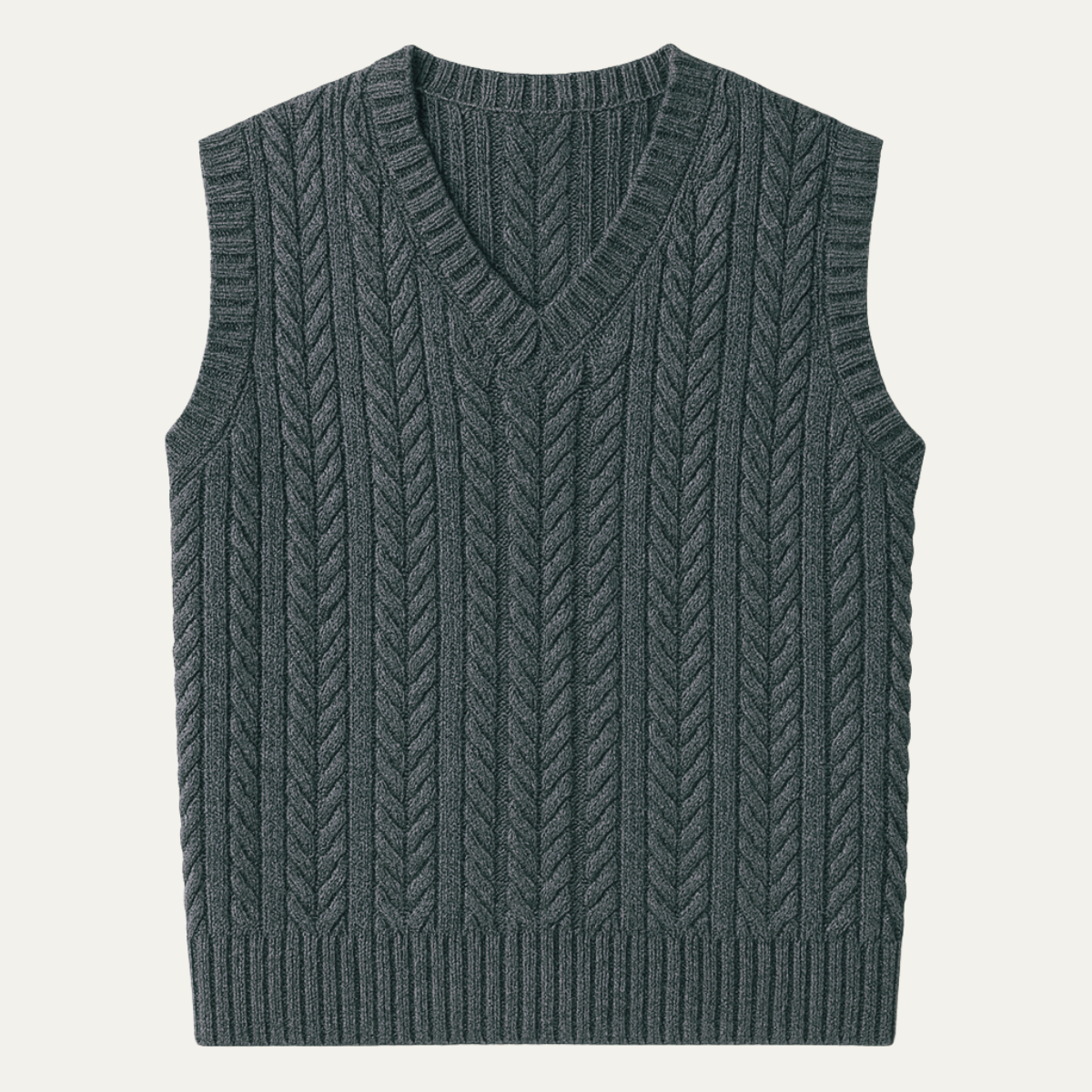 Axel | Men's Cable Knit Sweater Vest Charcoal V Neck
