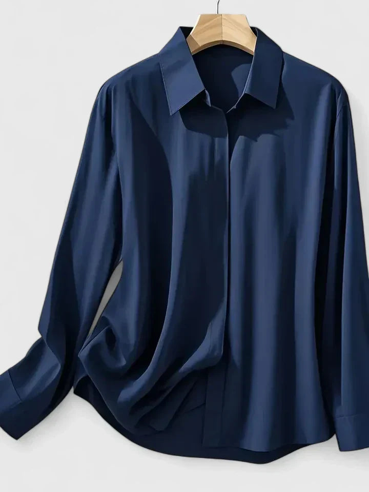 Mia | Women's Button Down Shirt Navy Long Sleeve