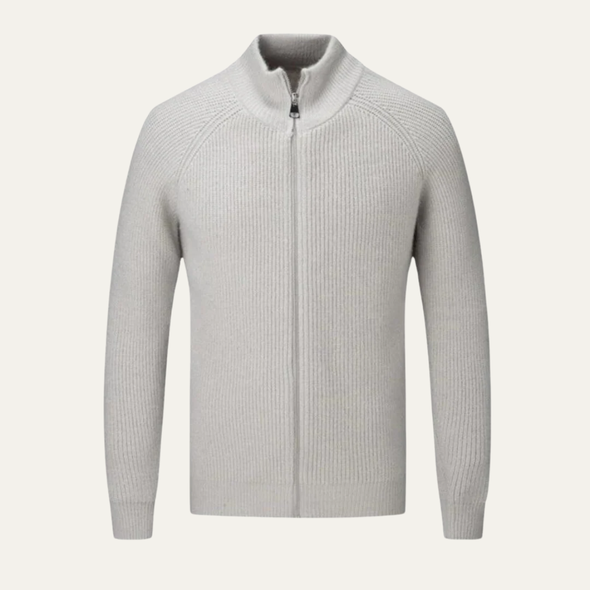 Kai | Men's Ribbed Quarter Zip Cardigan Olive Green
