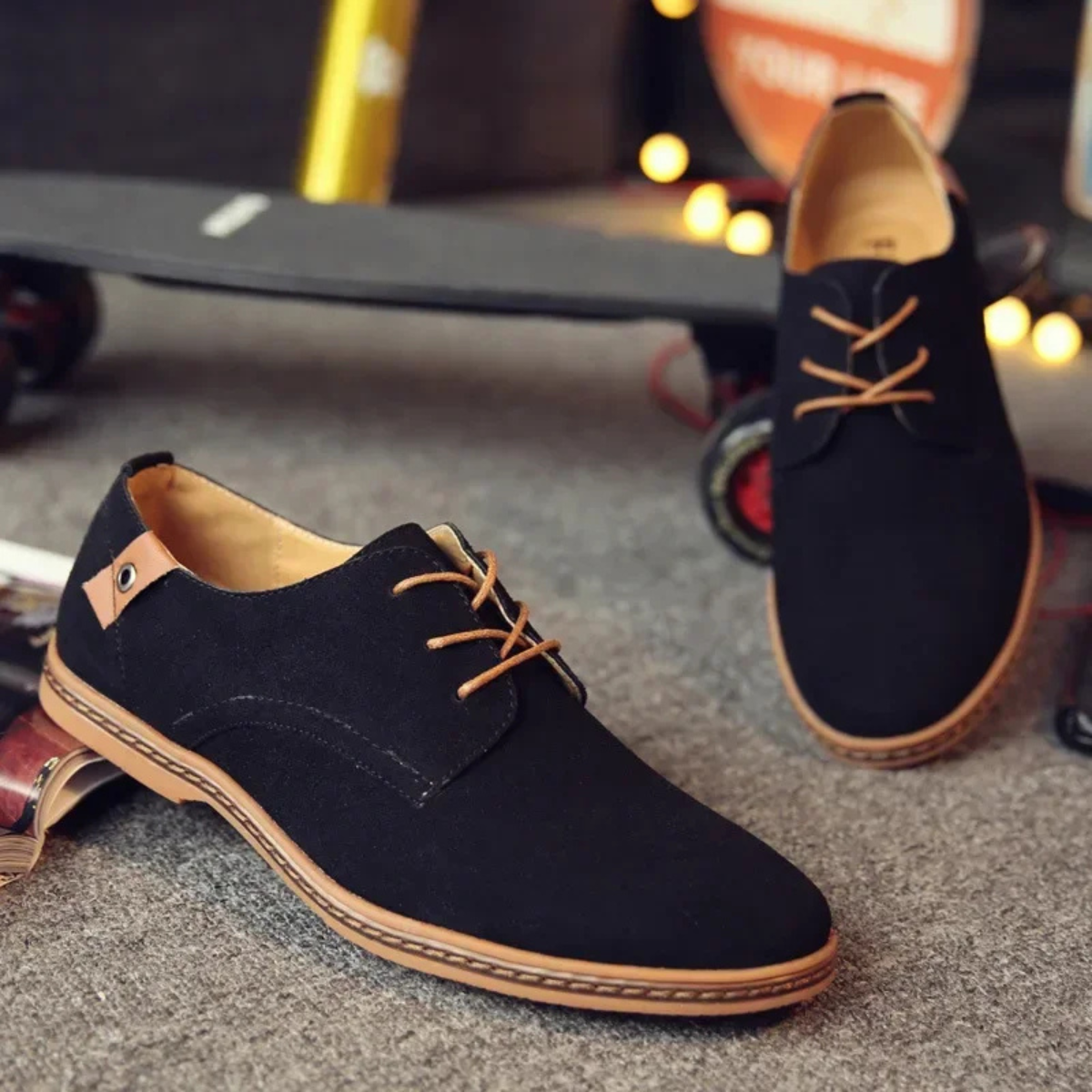 Dama Washington Courchevel casual lace up dress shoes black - front view