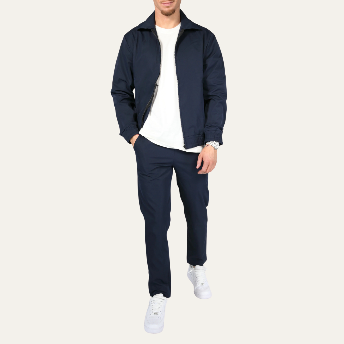 Vance | Men's Tracksuit Navy Lightweight Cotton Zip Up Jacket Pants