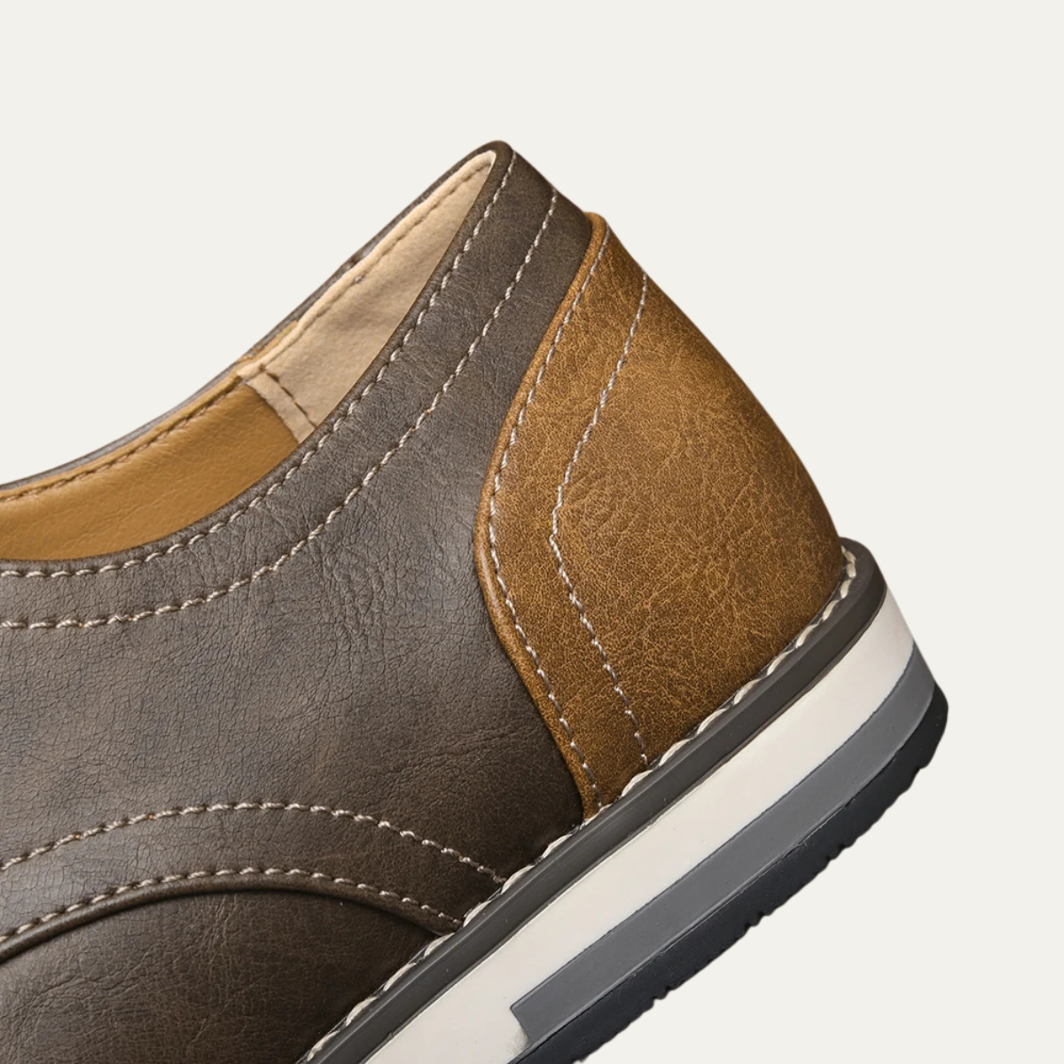 Axel | Men's Casual Oxford Leather Sneakers Gray Brown