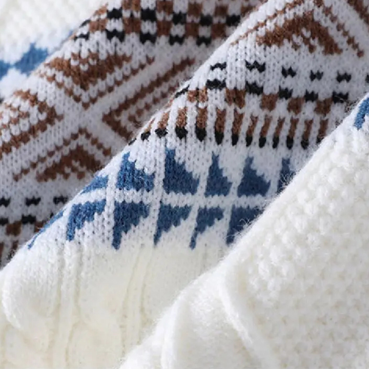 Eli | Men's Crew Neck Sweater Cream Cable Knit Nordic Pattern