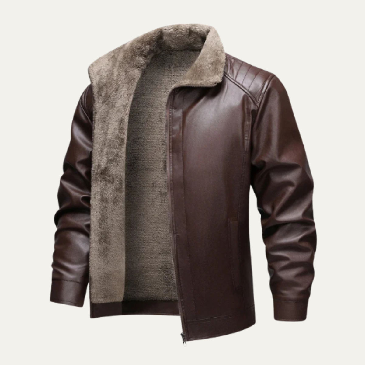 Vane | Men's Sherpa Lined Leather Jacket Black
