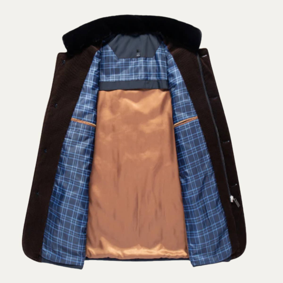 Bram | Men's Quilted Puffer Jacket Navy Velvet Collar
