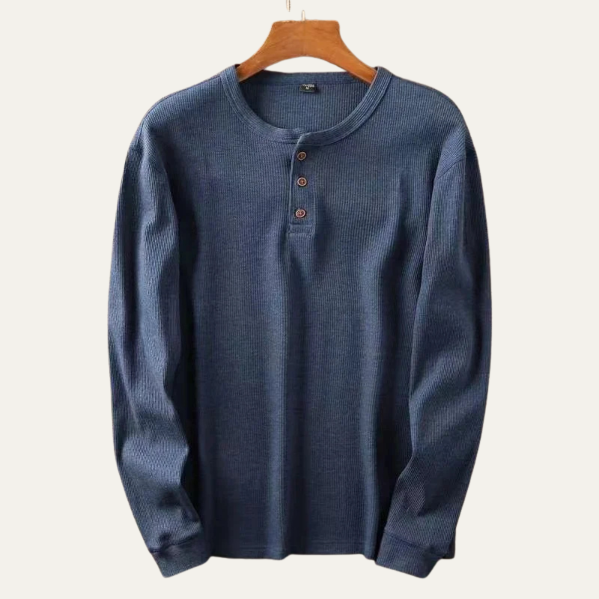 Beau | Men's Henley Shirt Gray Thermal Waffle Knit